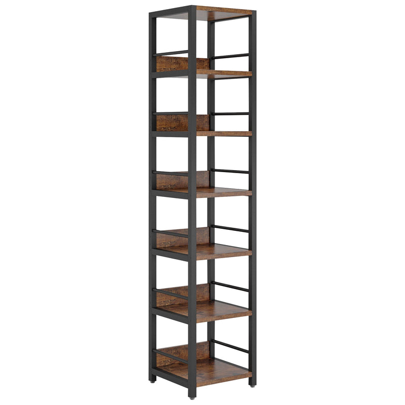 Tall 6 Tier Corner Shelf with Storage - Rustic Brown, photo 8 of 10