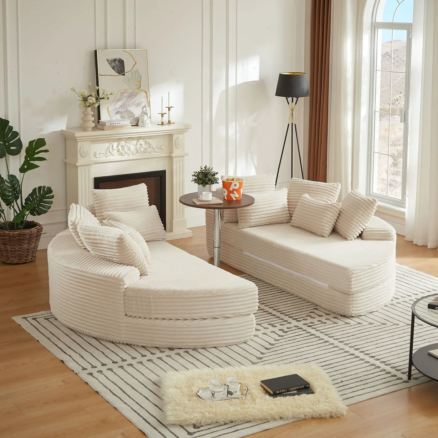 Round Oversized Sofa Bed With 5 Throw Pillows by HouseOfZazla