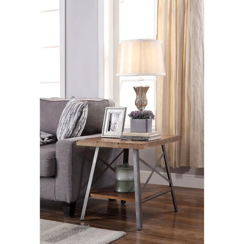 Ikram - End Table (Set of 2) - Weathered Oak & Sandy Black by Unique Piece Furniture