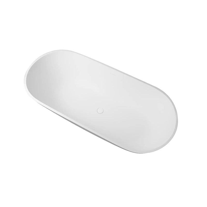 68.9" Freestanding Solid Surface Soaking Bathtub For Bathroom - Matte White