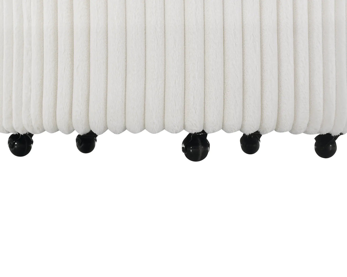 Malna Plush Wide Wale Corduroy Upholstered Barrel Accent Chair with Wheels by HouseOfZazla