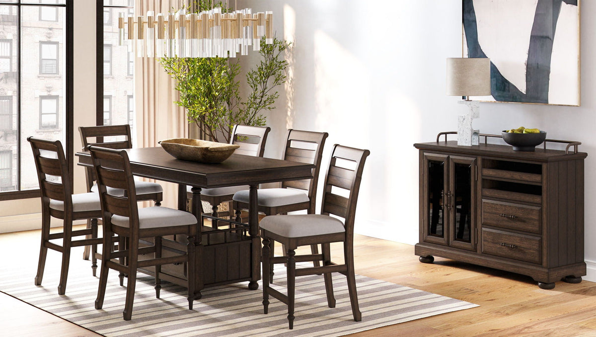 Upholstered Seat Ladderback Side Chair Set with Comfortable Cushions - Coffee, photo 5 of 5