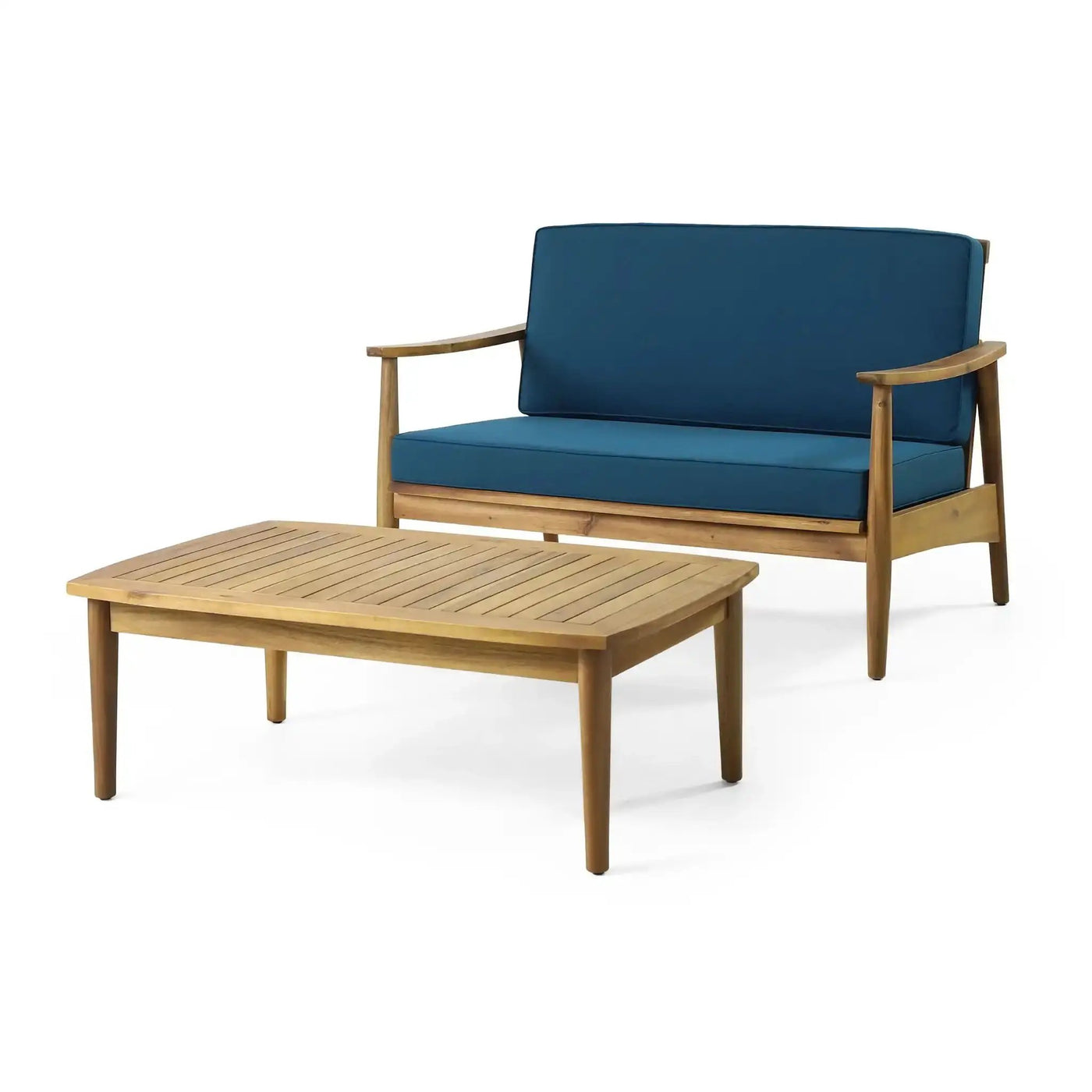Outdoor Acacia Wood Loveseat Set With Coffee Table by HouseOfZazla