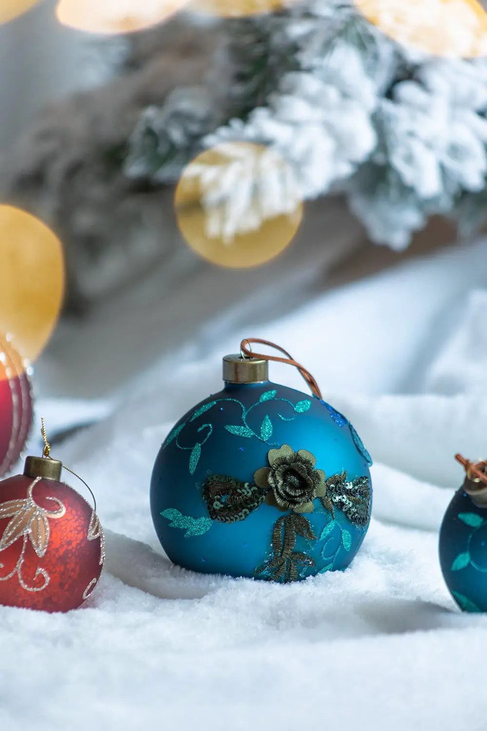 Christmas Ball Ornaments Glass Decorative Hanging Balls Light Blue by HouseOfZazla