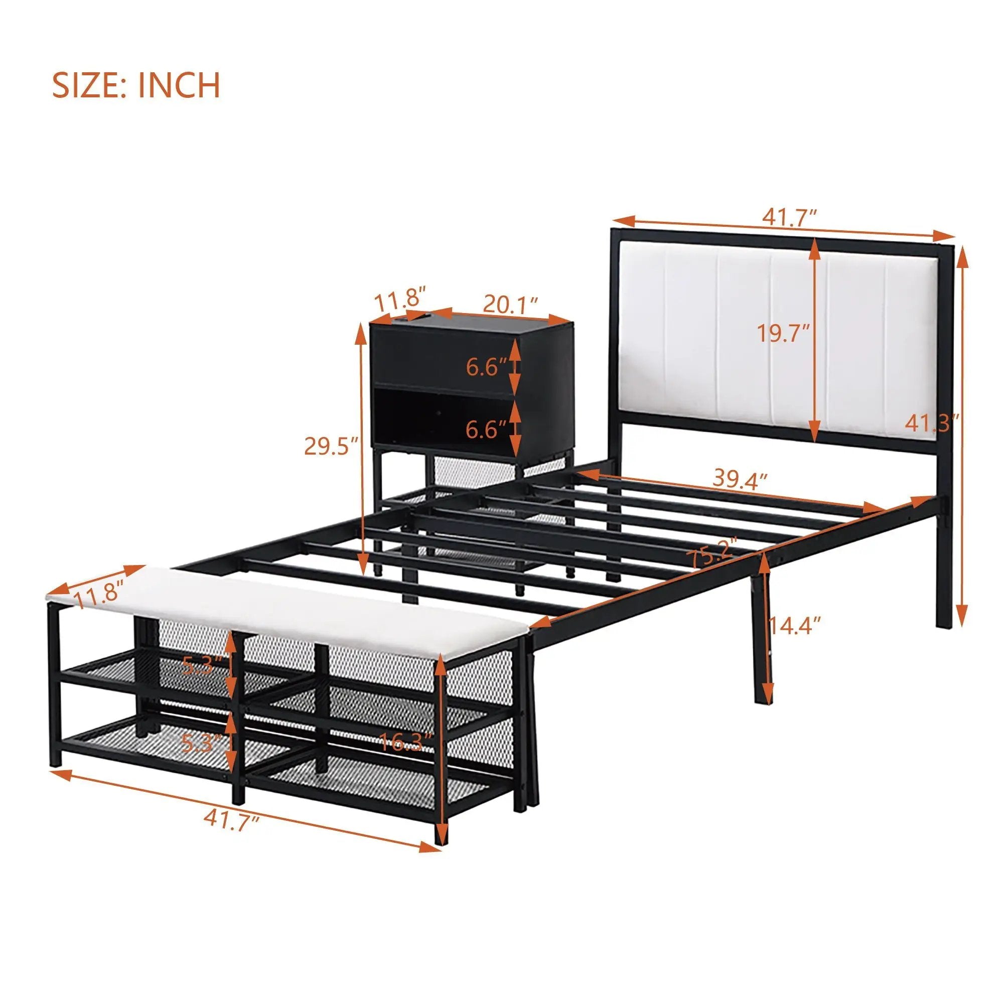 Platform Bed With 2 Tier Storage Shelves, Storage Cabinet by HouseOfZazla