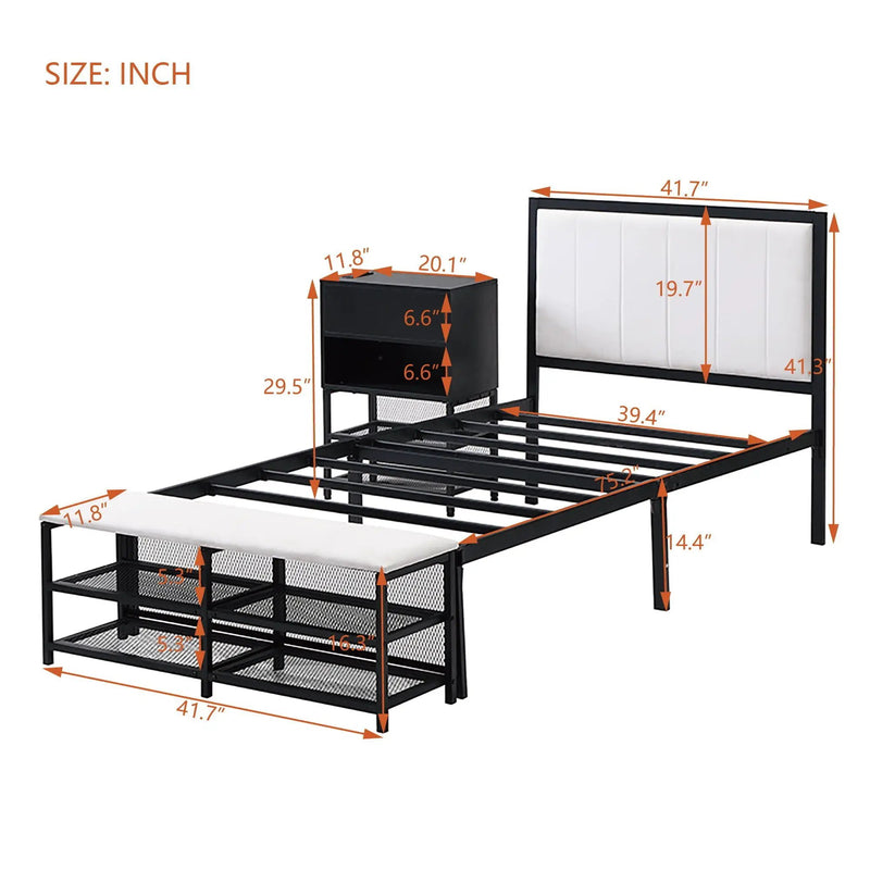 Platform Bed With 2 Tier Storage Shelves, Storage Cabinet by HouseOfZazla
