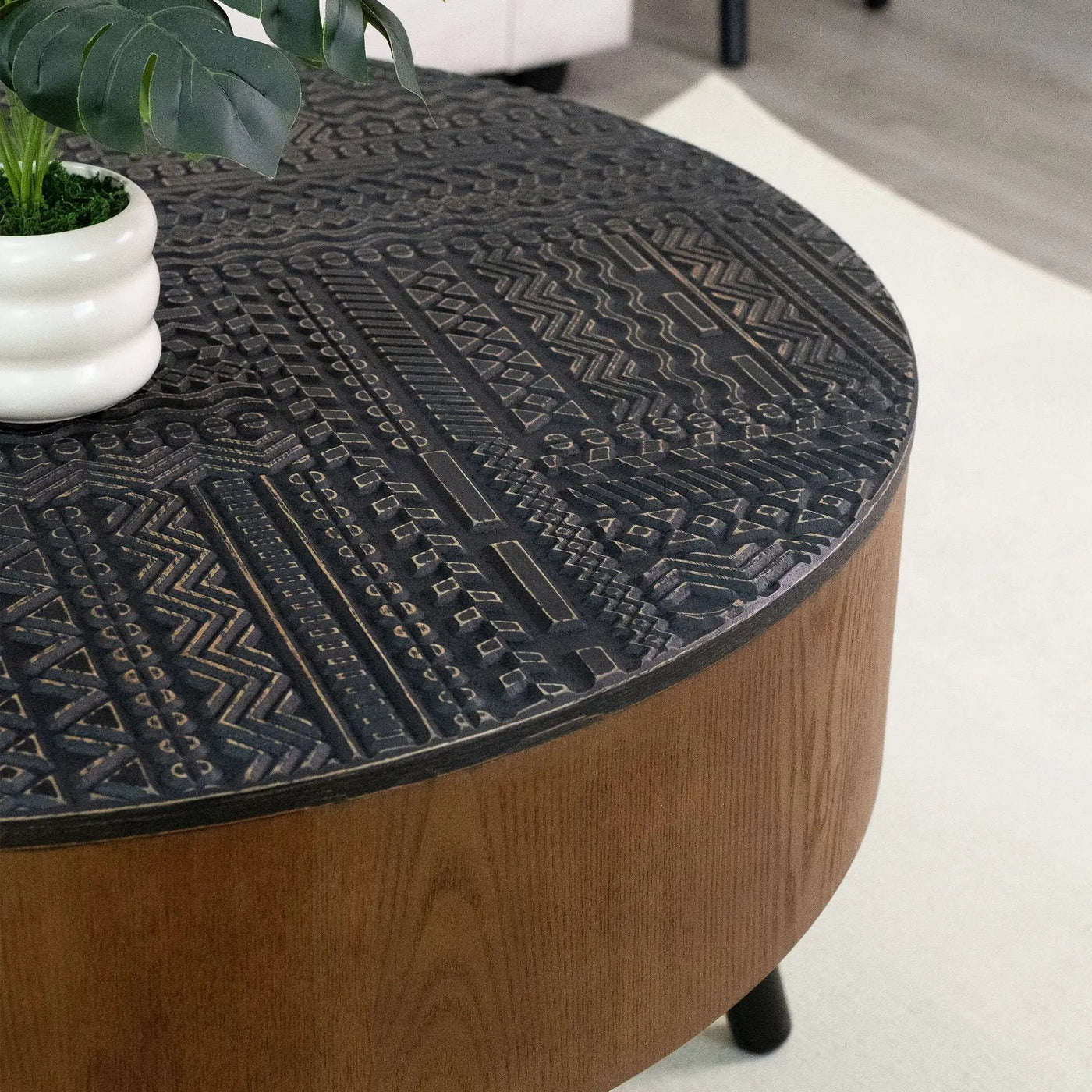 Round Coffee Table With Storage Function For Living Rooms by HouseOfZazla