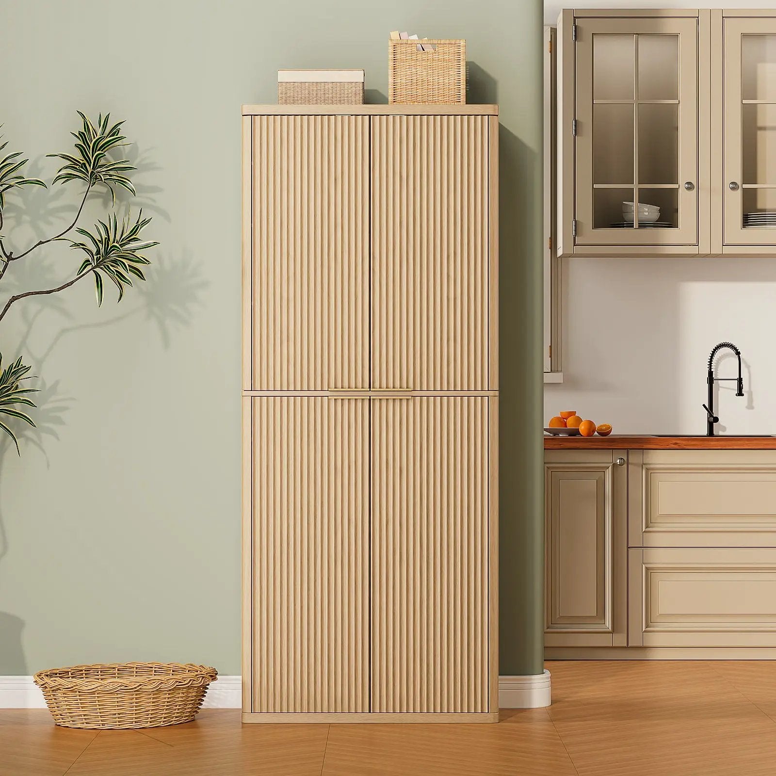 Kitchen Pantry Cabinet With 6 Doors by Unique Piece Furniture