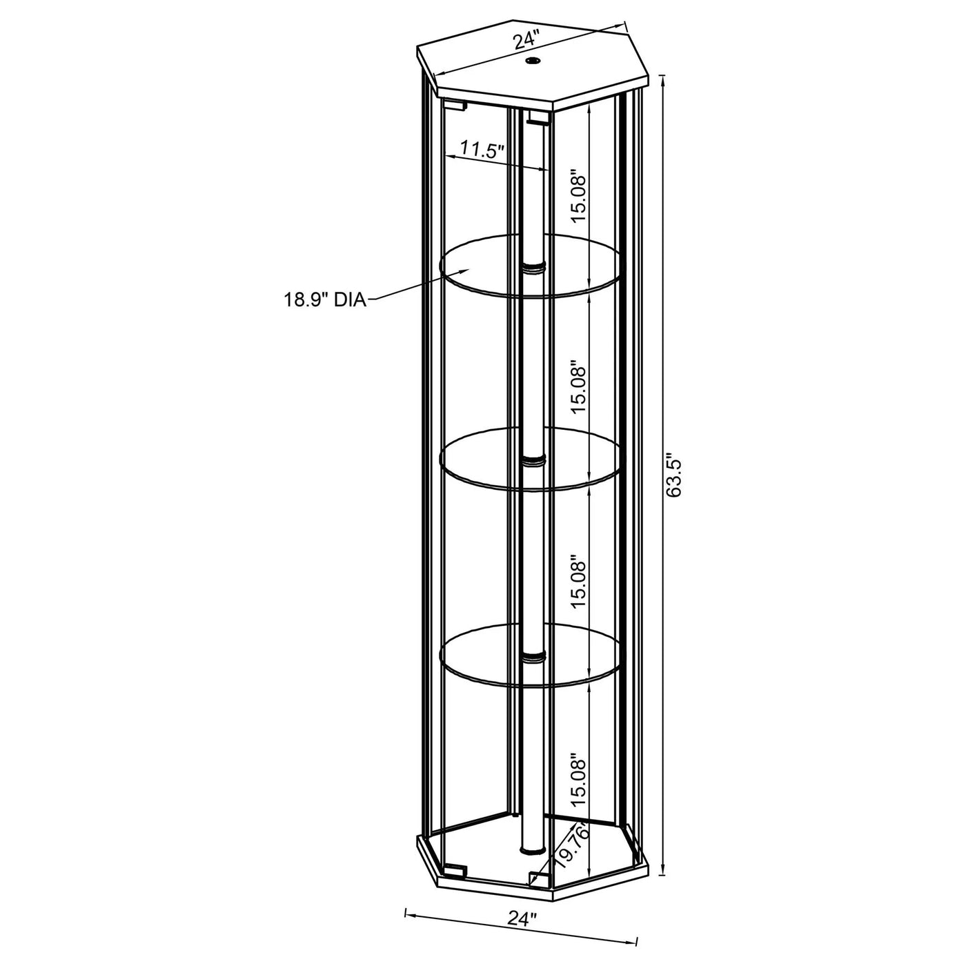 Tenley - 4 Shelf Curio Cabinet With Hexagonal Design by HouseOfZazla