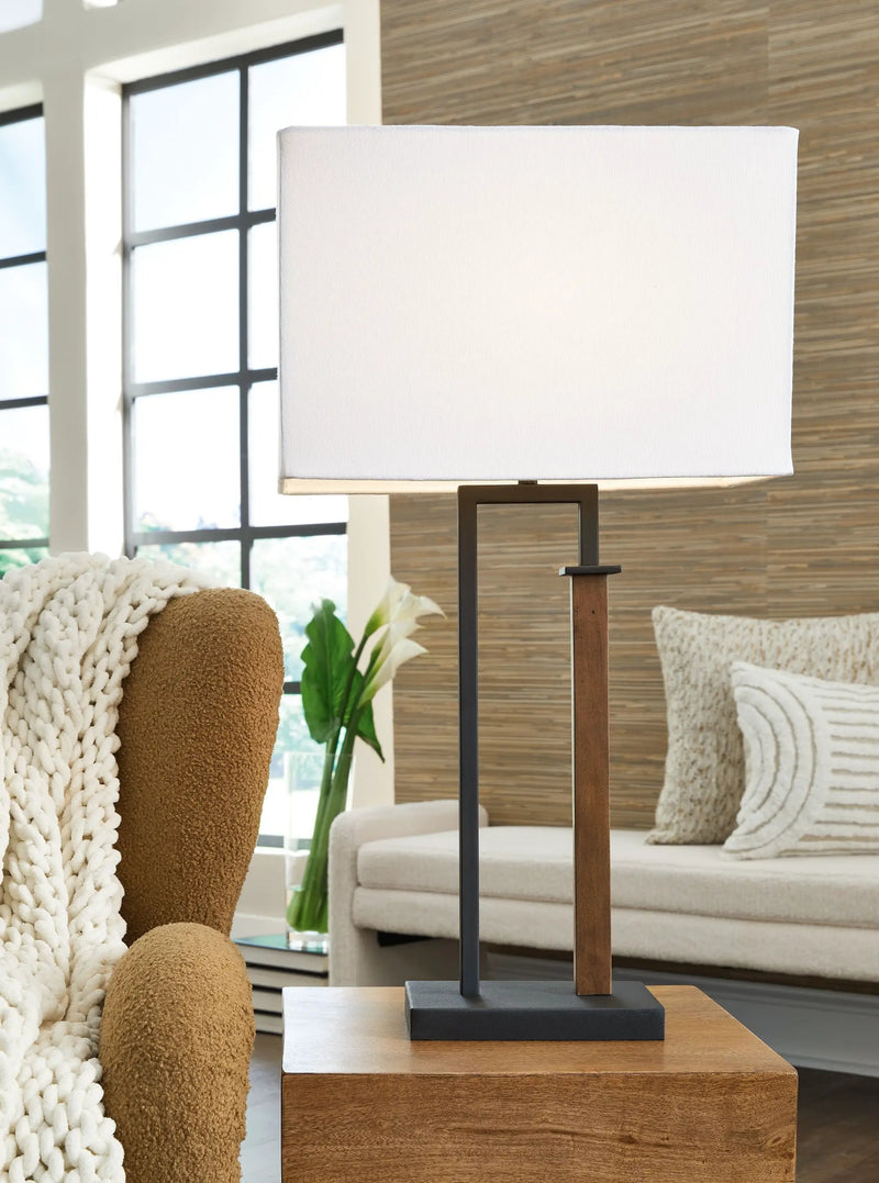 Voslen - Metal Table Lamp (Set of 2) - Black / Brown by Unique Piece Furniture