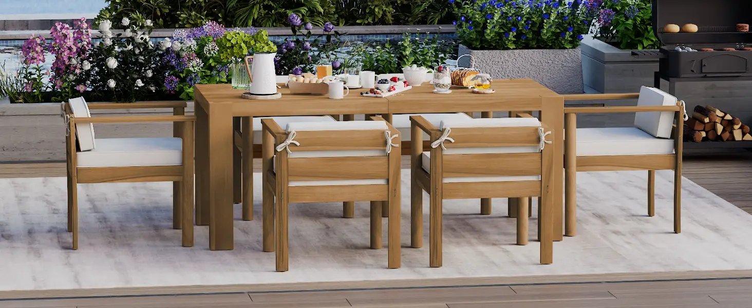 TREXM 7-Piece Patio Dining Table Set for 6 by HouseOfZazla