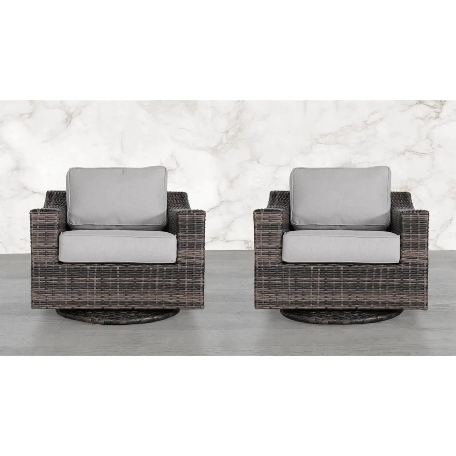 Outdoor Swivel Patio Chair With Cushions (Set of 2) - Brown by Unique Piece Furniture