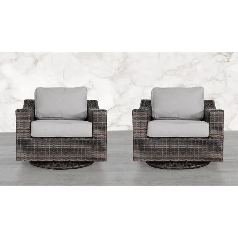 Outdoor Swivel Patio Chair With Cushions (Set of 2) - Brown by Unique Piece Furniture