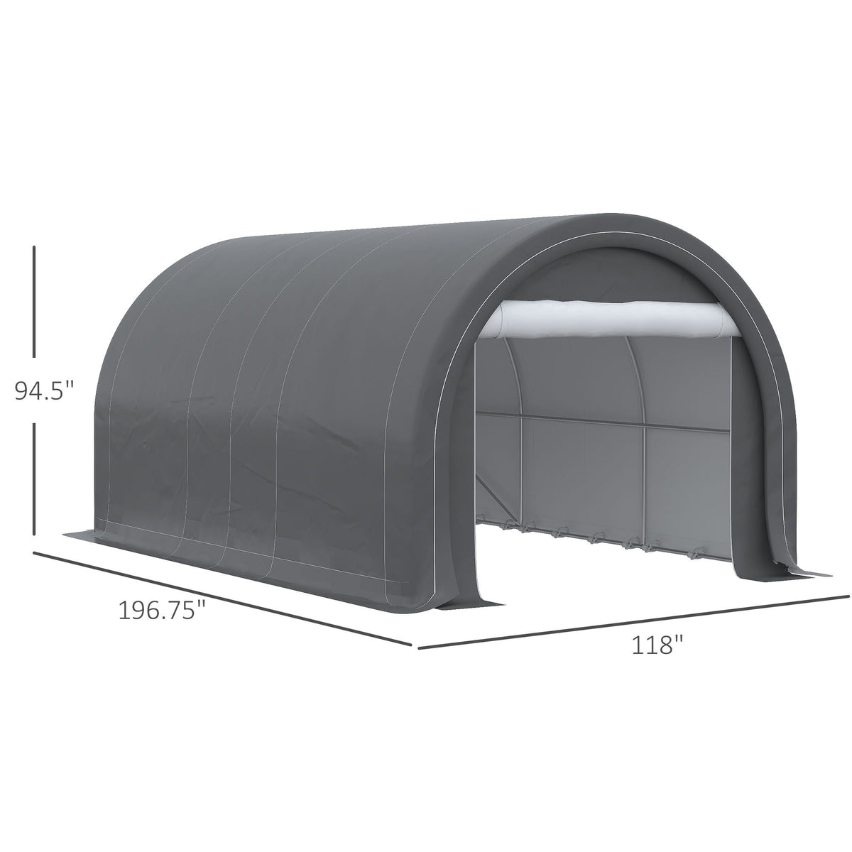 10' x 16' Heavy Duty Carport Garage Tent with Zippered Door - Dark Gray, White, or Beige, photo 12 of 12