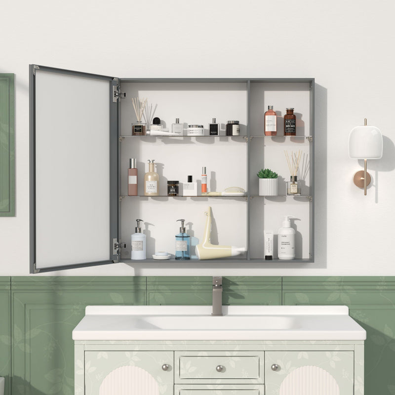 Medicine Cabinet with Adjustable Shelves and Mirror - Black Brown, photo 4 of 4