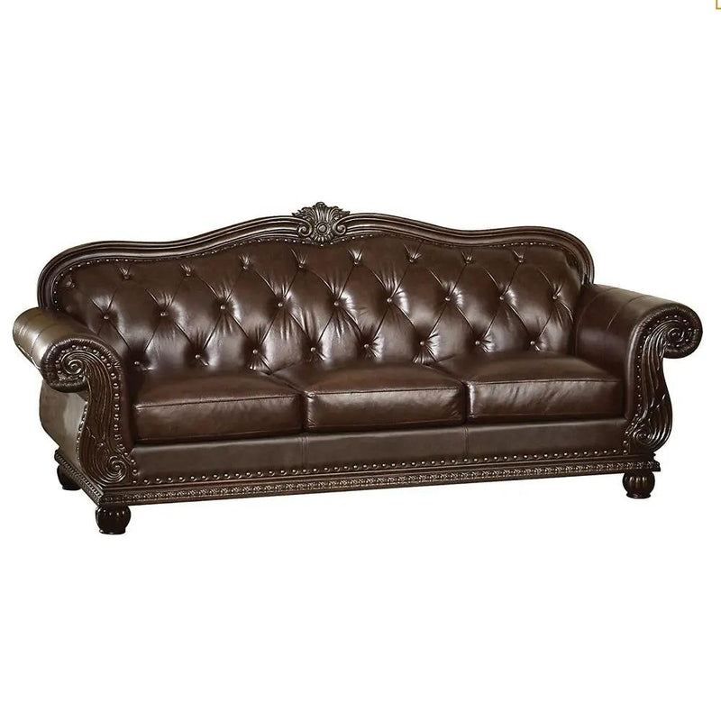 Anondale - Sofa - Espresso Top Grain Leather Match & Cherry by Unique Piece Furniture