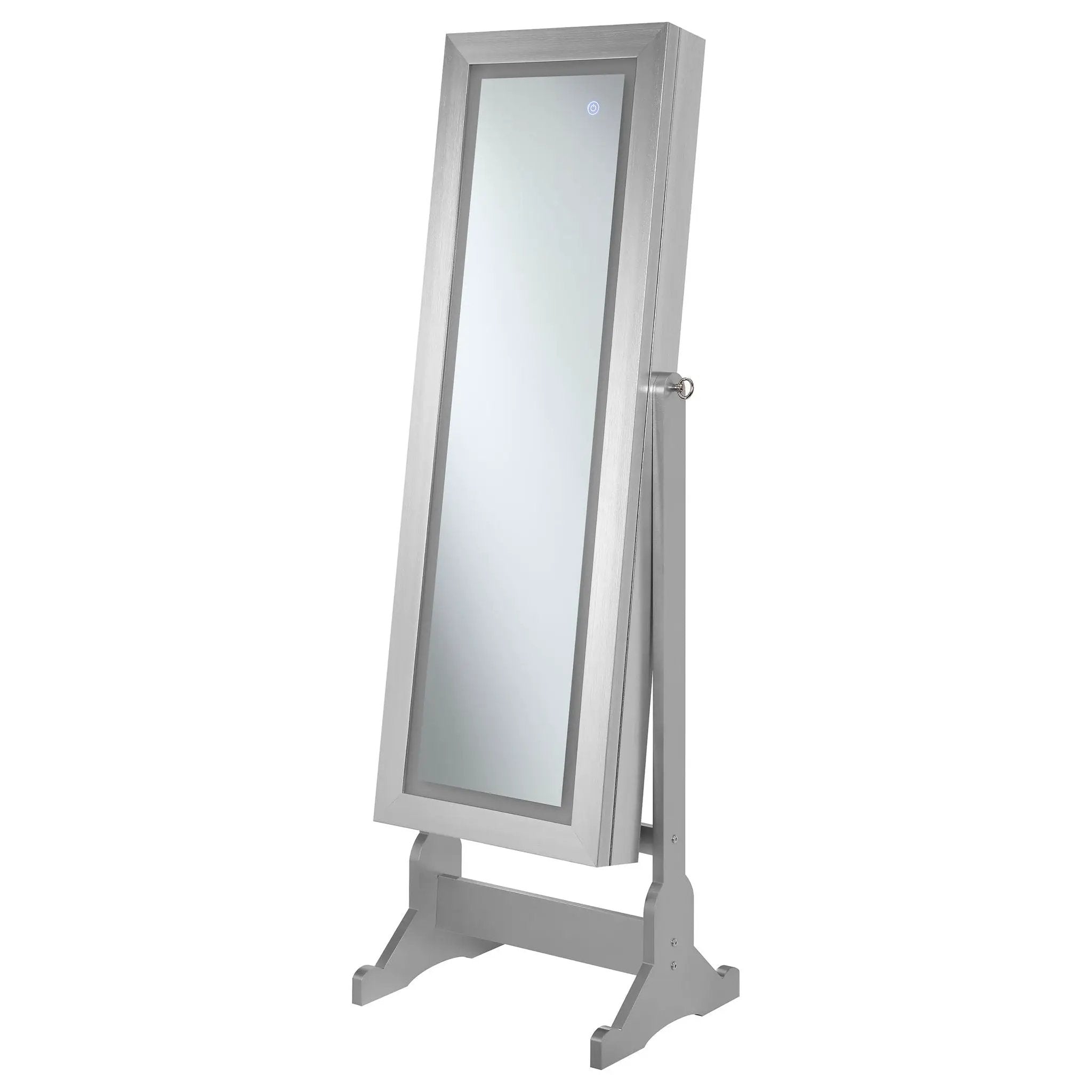 Moore Cheval Mirror with Jewelry Storage Silver by Unique Piece Furniture