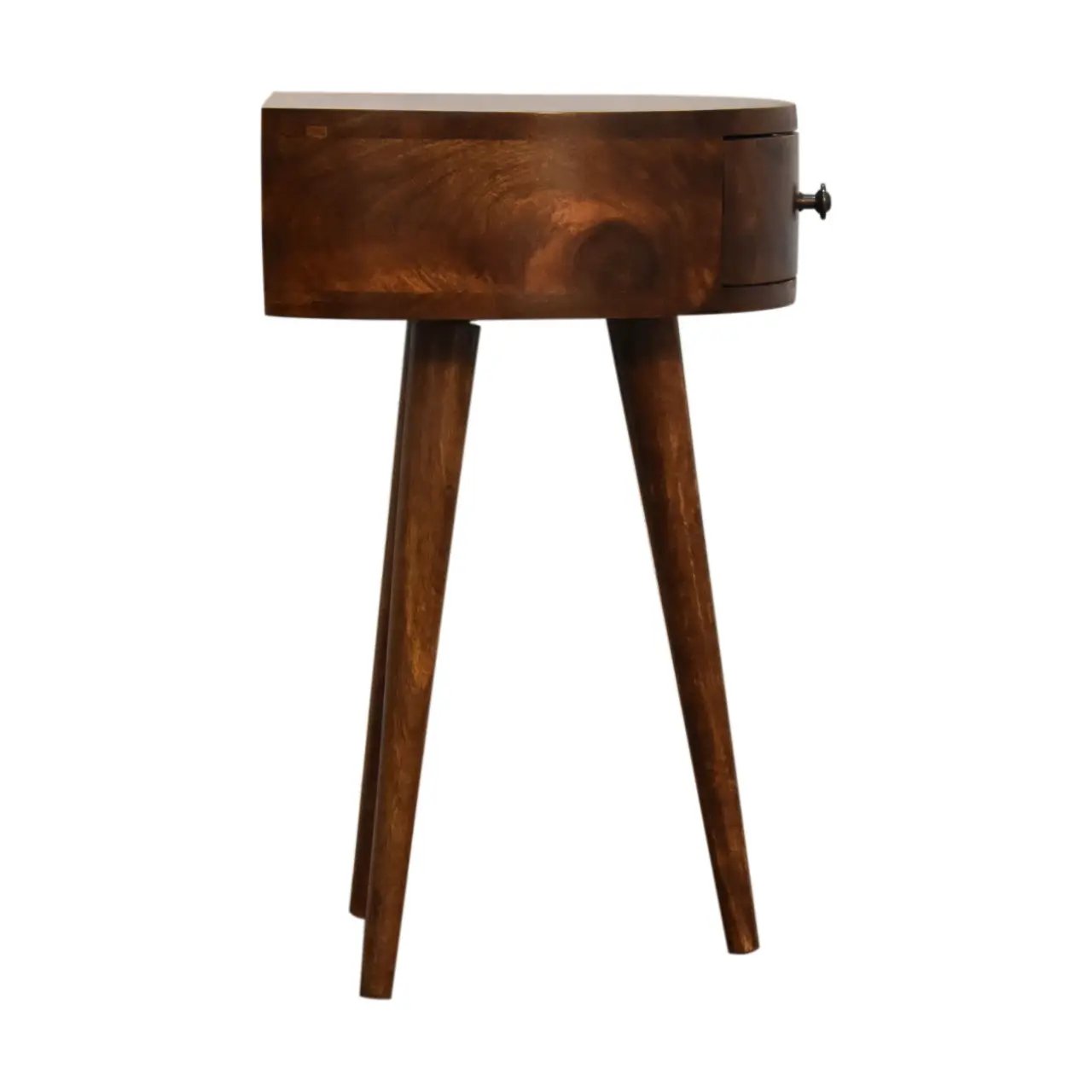 Solid Wood Chestnut Semi Circle Nightstand, 1-Drawer, Nordic Legs by HouseOfZazla