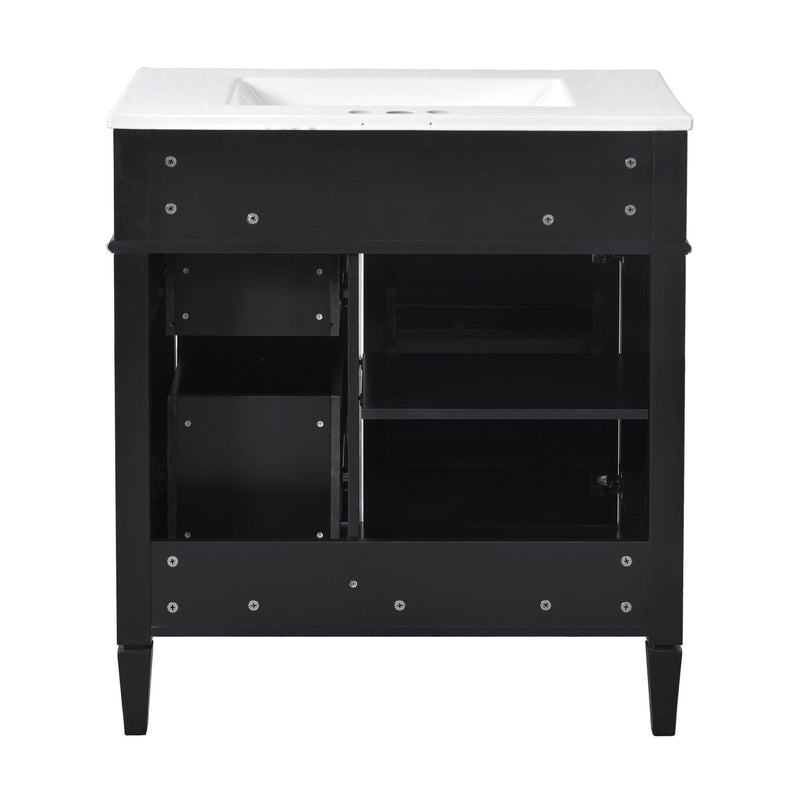 Bathroom Vanity With Top Sink, 2 Drawers & Tip Out Drawer