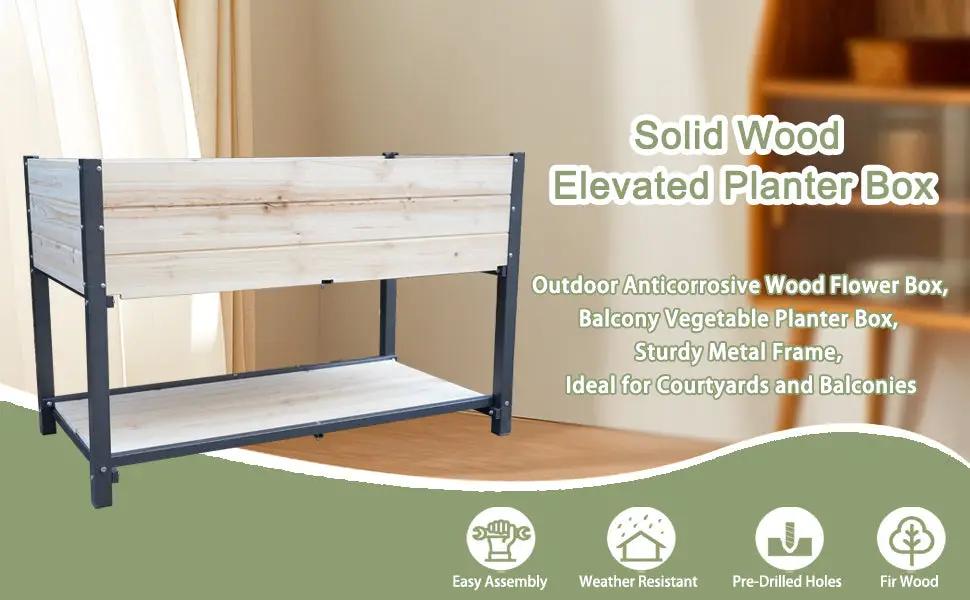 Solid Wood & Iron Frame Raised Garden Bed by HouseOfZazla