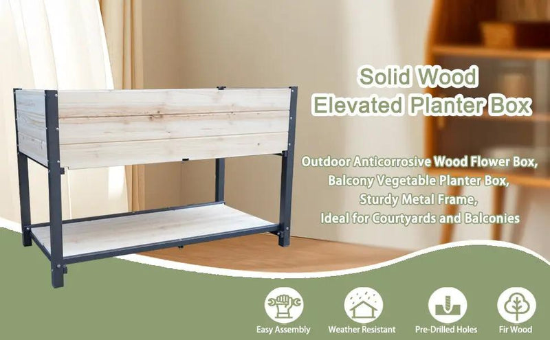 Solid Wood & Iron Frame Raised Garden Bed by HouseOfZazla