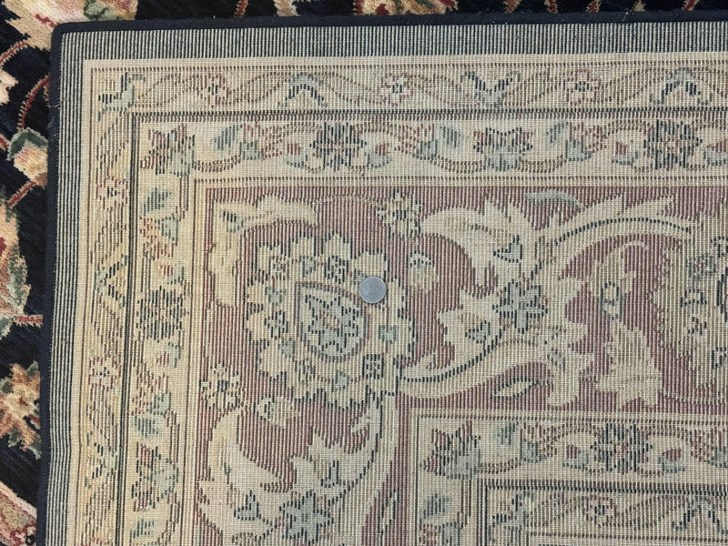 Vintage Oriental Rug 8x11, Floral Persian Design Carpet, Turkish Power Loomed Rug, Navy Blue Red Cream by Jewel Rugs