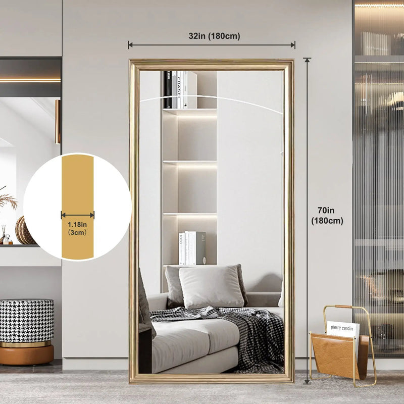 70' x 32' Gold Full Length Floor Mirror with PS Frame by HouseOfZazla