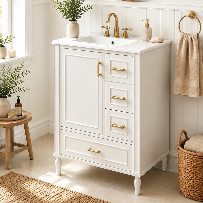 24" Modern Bathroom Vanity with Ceramic Sink, photo 2 of 10