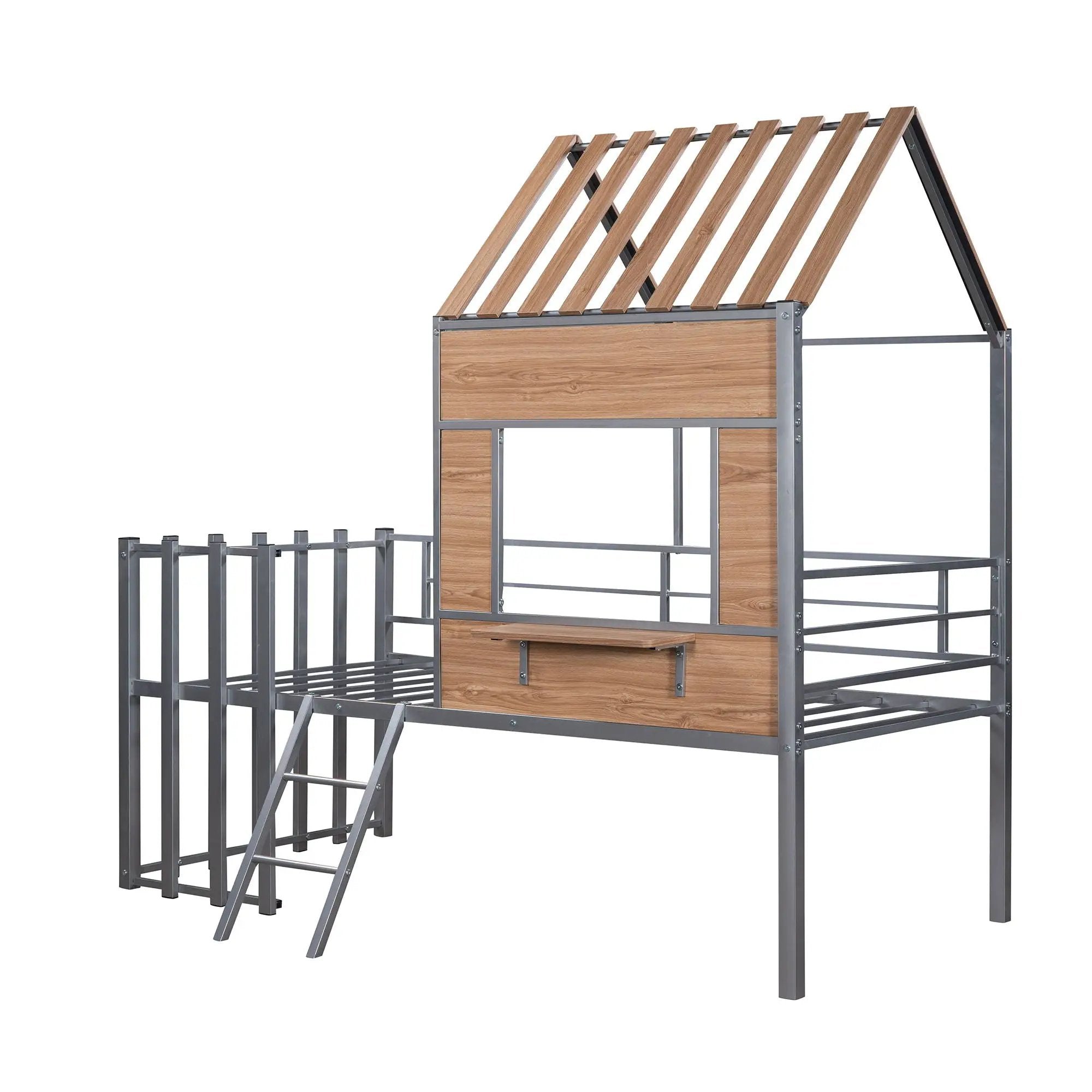 Loft Bed With Roof, Window, Guardrail, Ladder by HouseOfZazla