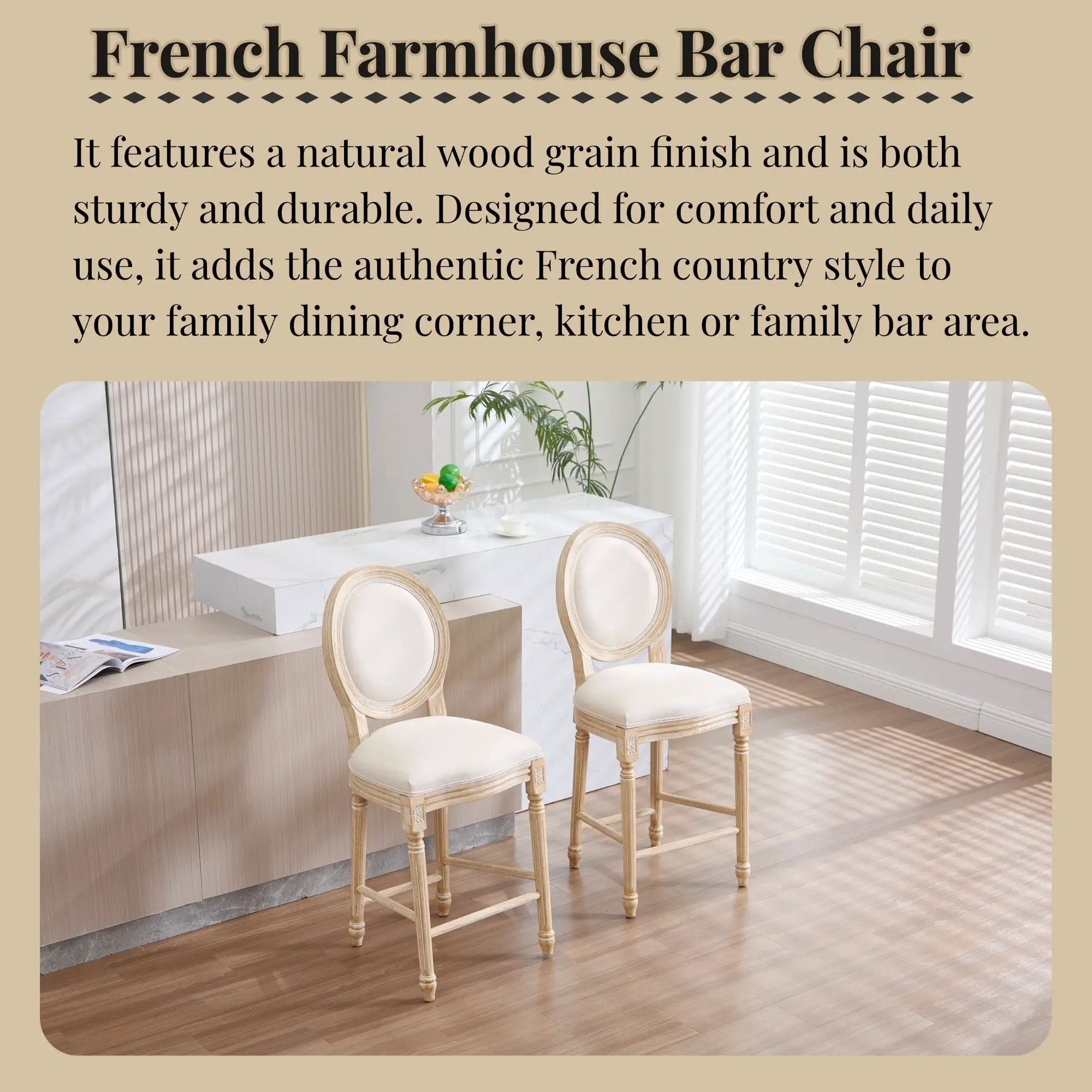 French Country 26'' Height Bar Chairs Set of 2 by HouseOfZazla