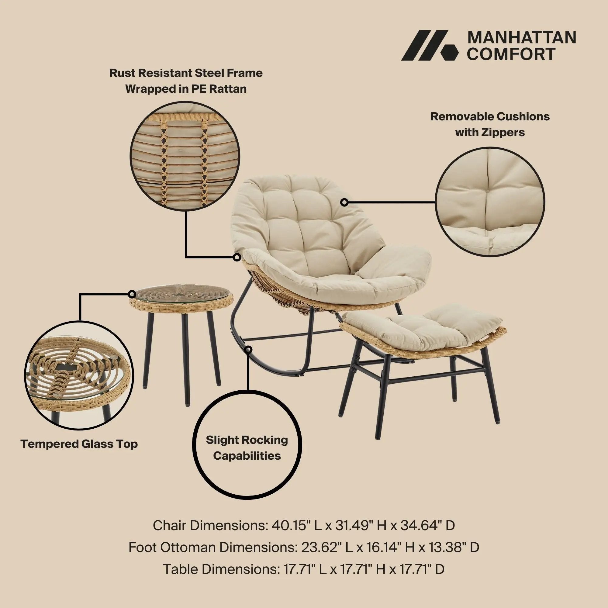 Benson - 3 Piece Lounge Chair Set by HouseOfZazla