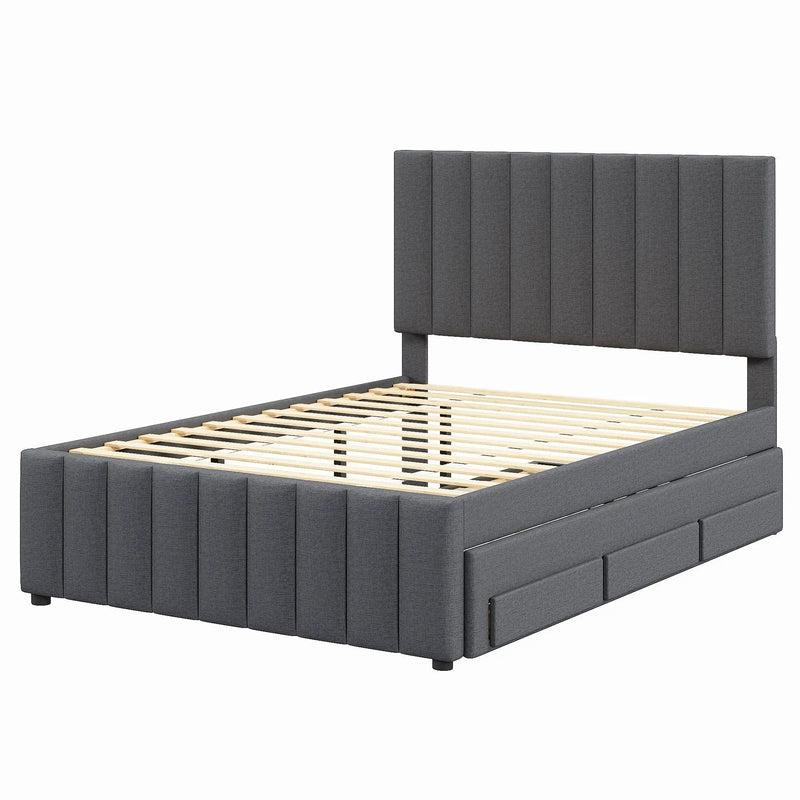 Upholstered Platform Bed With Twin Size Trundle And 3 Drawers by HouseOfZazla