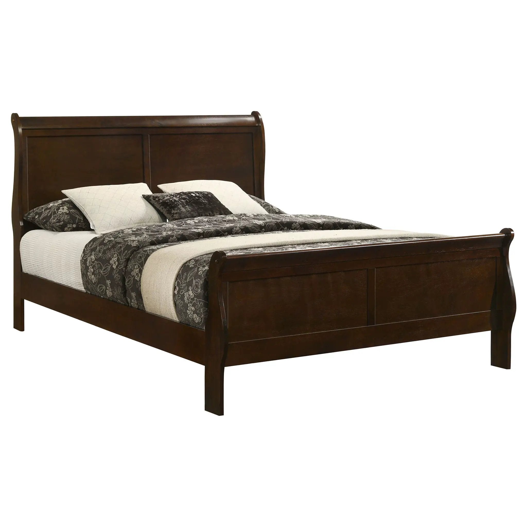 Louis Philippe Wood Queen Sleigh Bed Cappuccino by Unique Piece Furniture