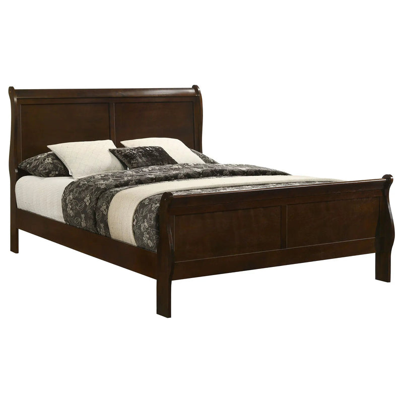 Louis Philippe Wood Queen Sleigh Bed Cappuccino by Unique Piece Furniture