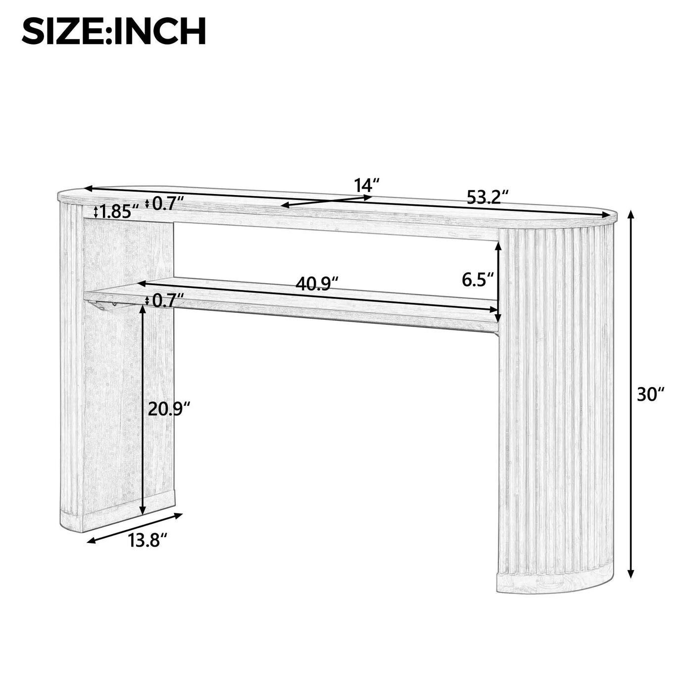 Console Table With Fluted Legs, Open Shelf by HouseOfZazla