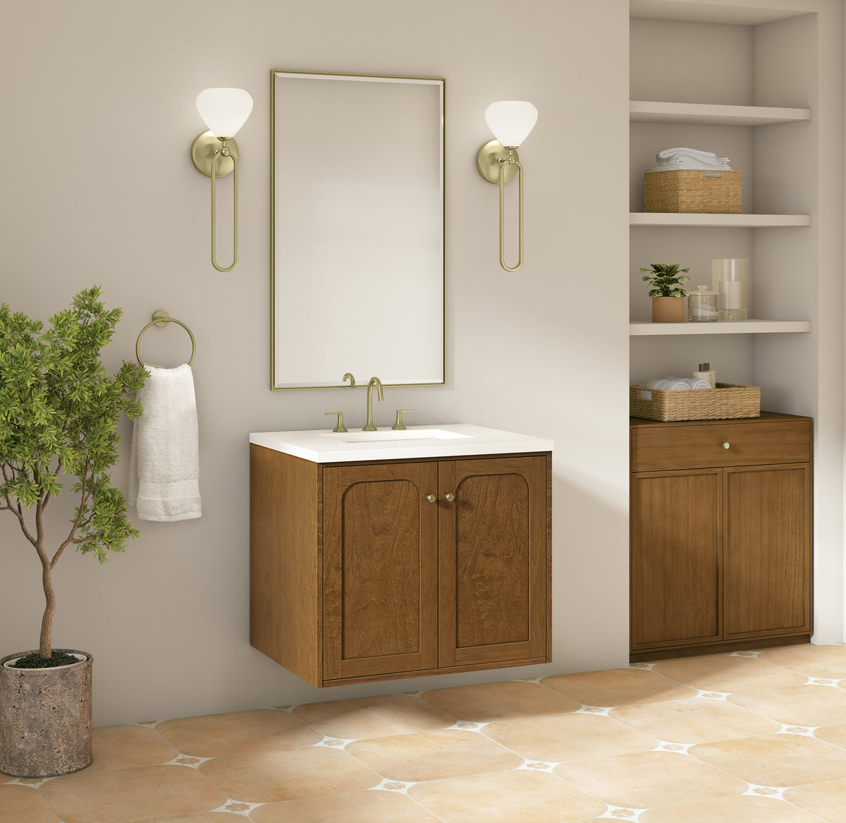 James Martin Laurent 30" Dual Mount Single Bathroom Vanity, Honey Oak, view 40
