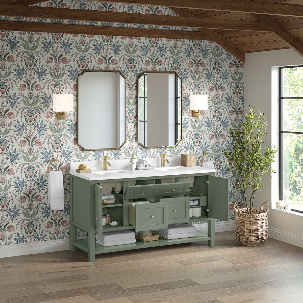 James Martin Breckenridge 60" Double Bathroom Vanity, Smokey Celadon, view 28