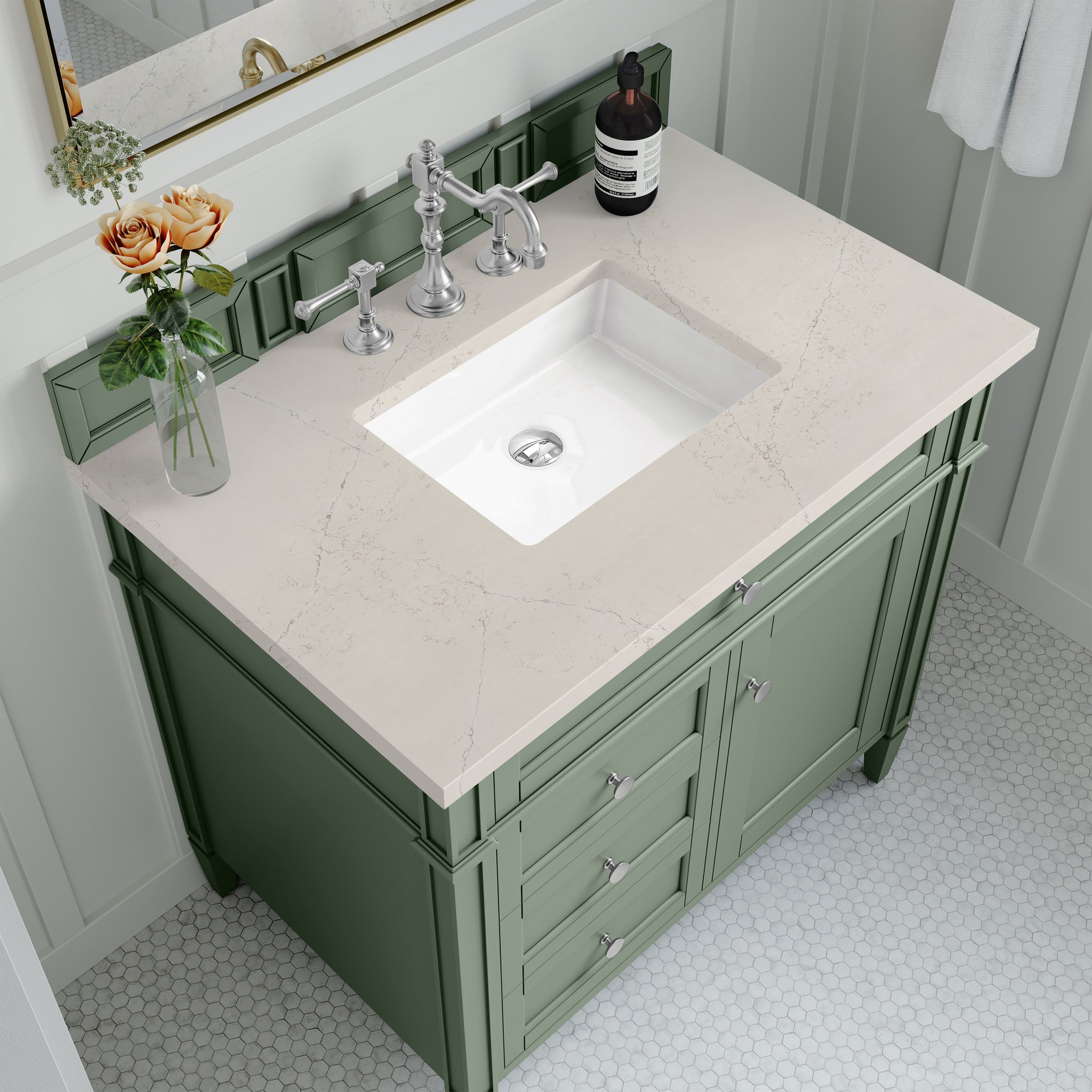 James Martin Brittany 36" Single Bathroom Vanity, Smokey Celadon by James Martin