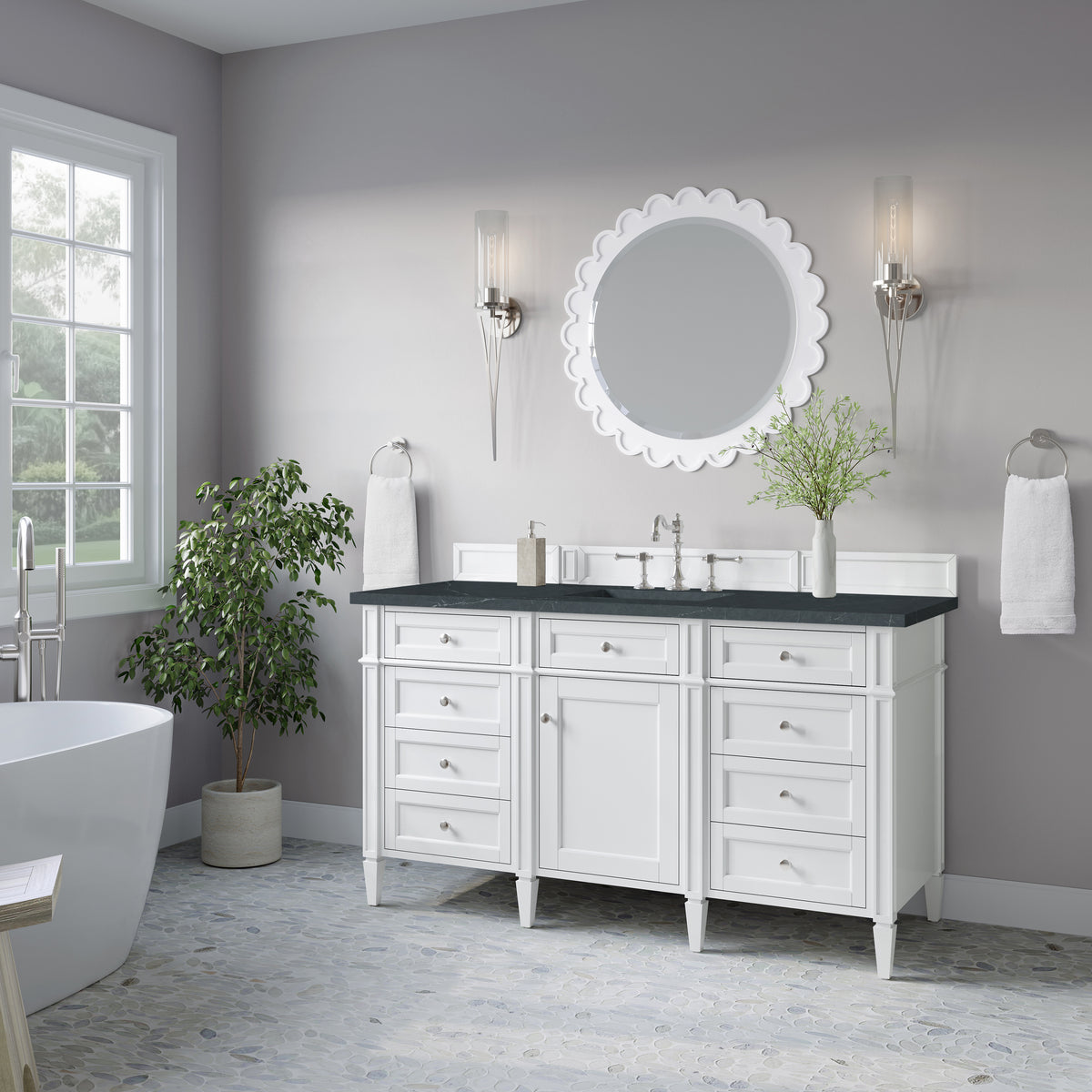 James Martin Brittany 60" Single Bathroom Vanity, Bright White, view 25