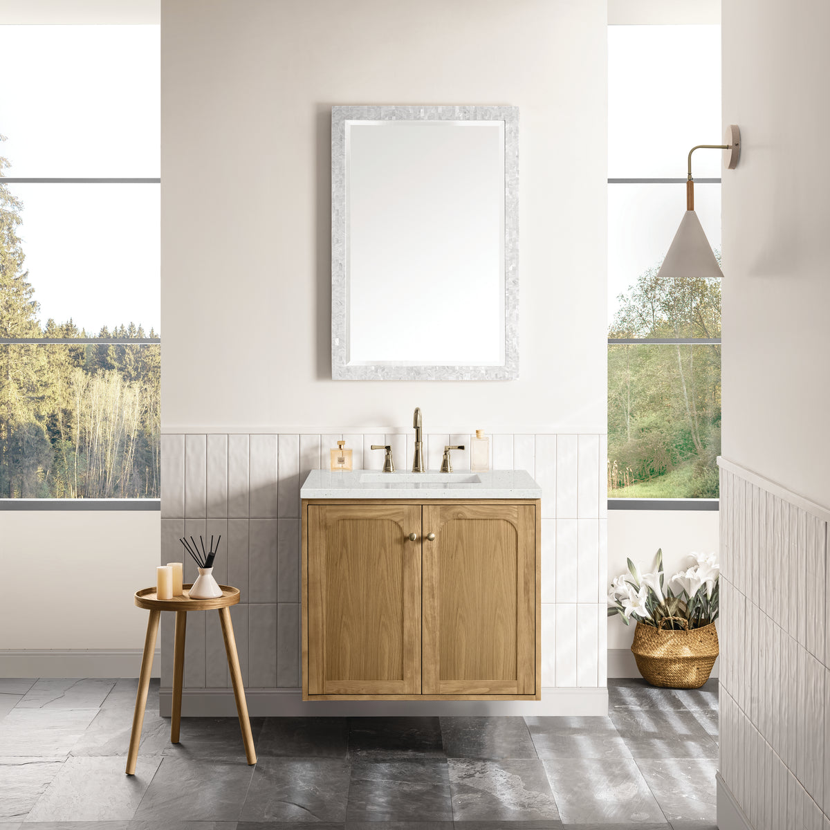 James Martin Laurent 30" Dual Mount Single Bathroom Vanity, Light Natural Oak, view 25