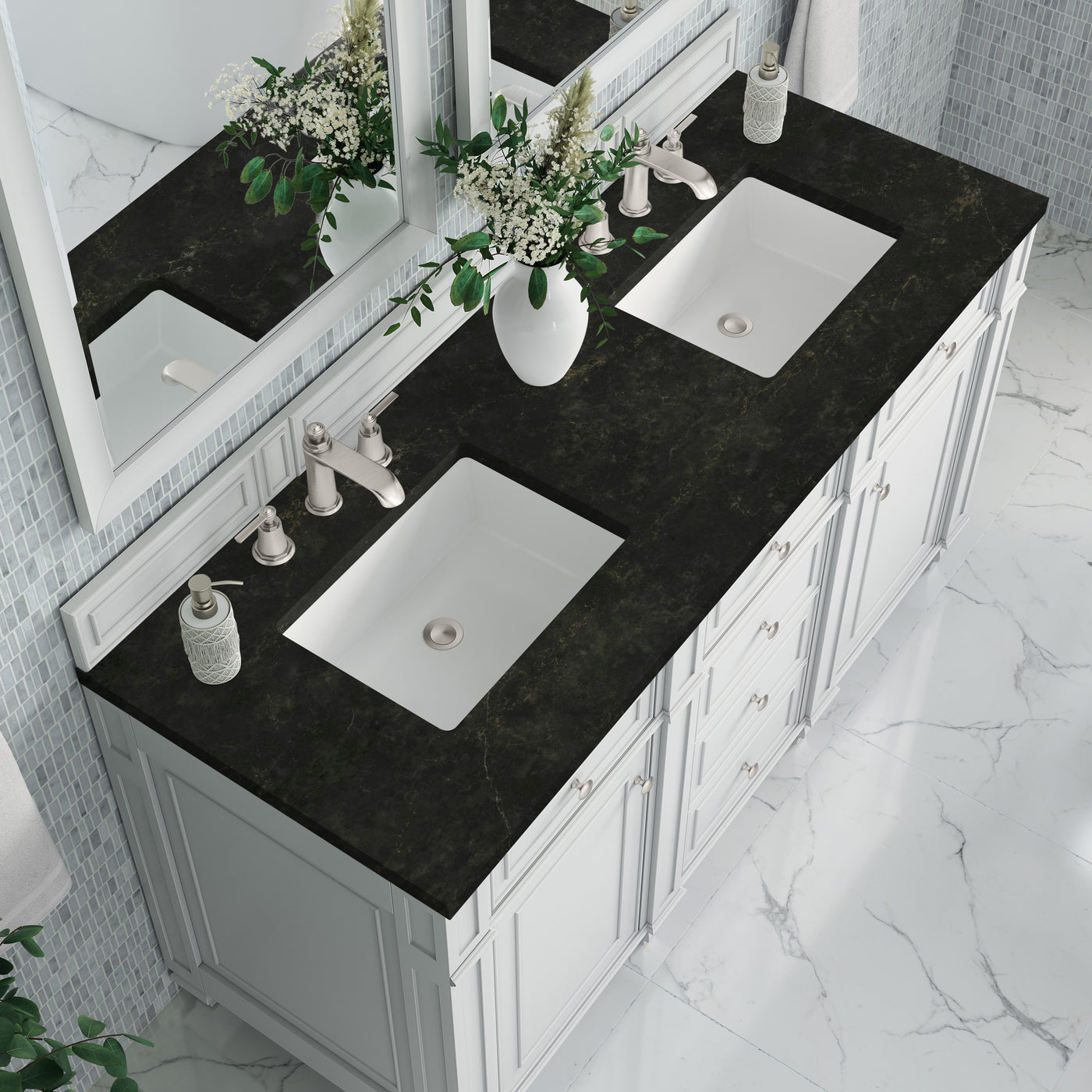 James Martin Bristol 60" Double Bathroom Vanity, Bright White by James Martin
