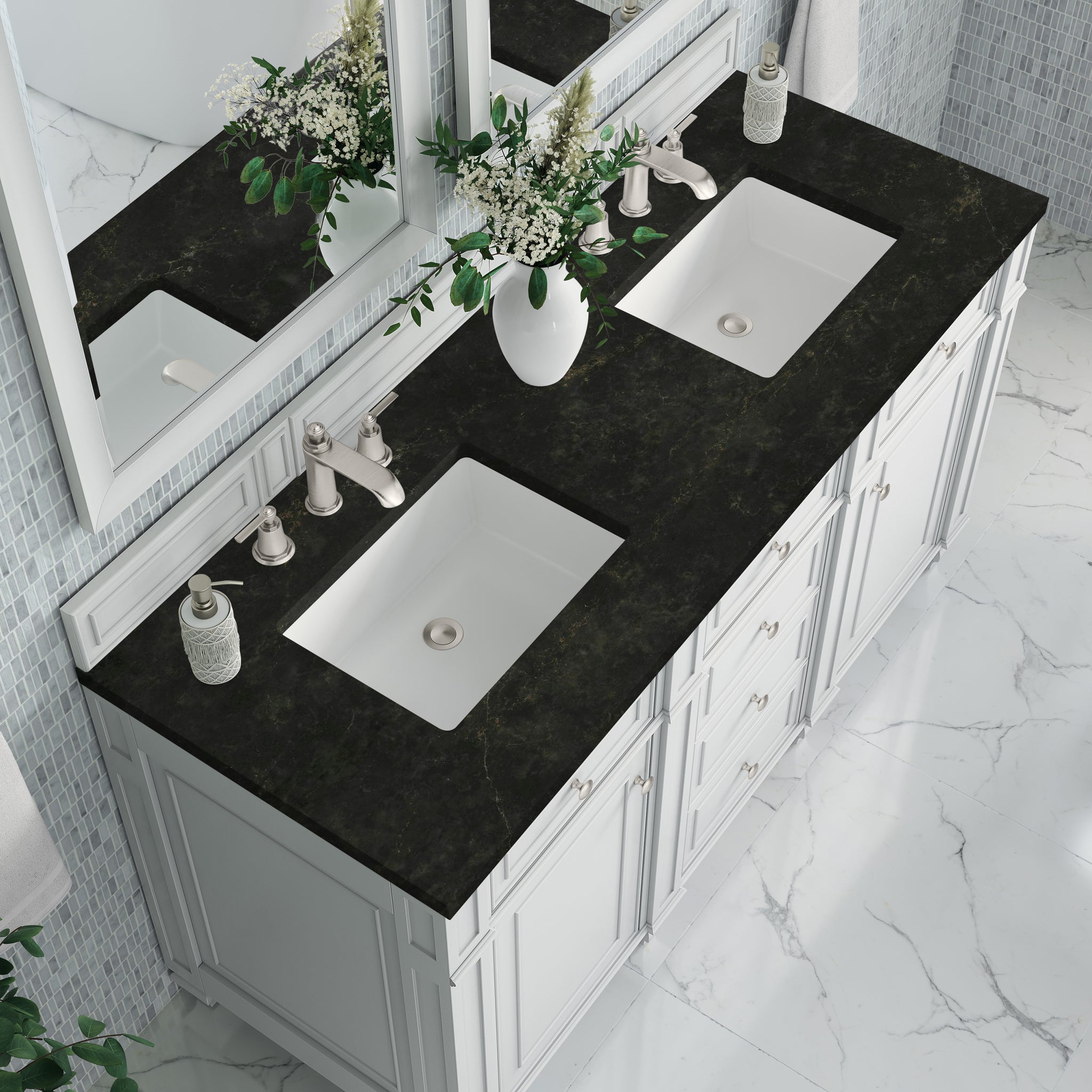 James Martin Bristol 60" Double Bathroom Vanity, Bright White by James Martin