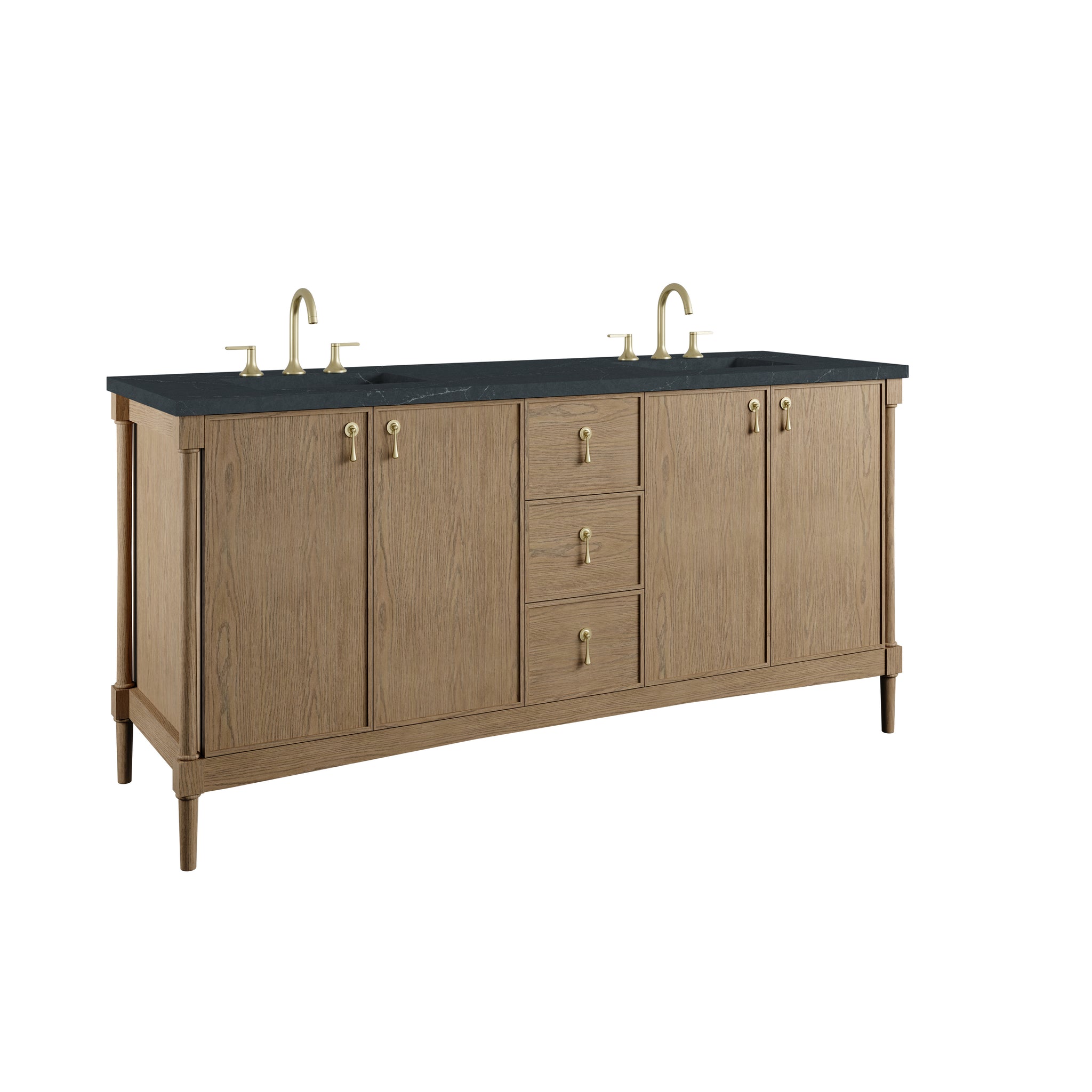James Martin Kinnsden 72" Double Bathroom Vanity, Weathered Oak by James Martin