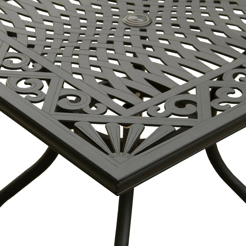 Outdoor Aluminum 5pc Square Black Patio Dining Set with Four Chairs by Sharicks