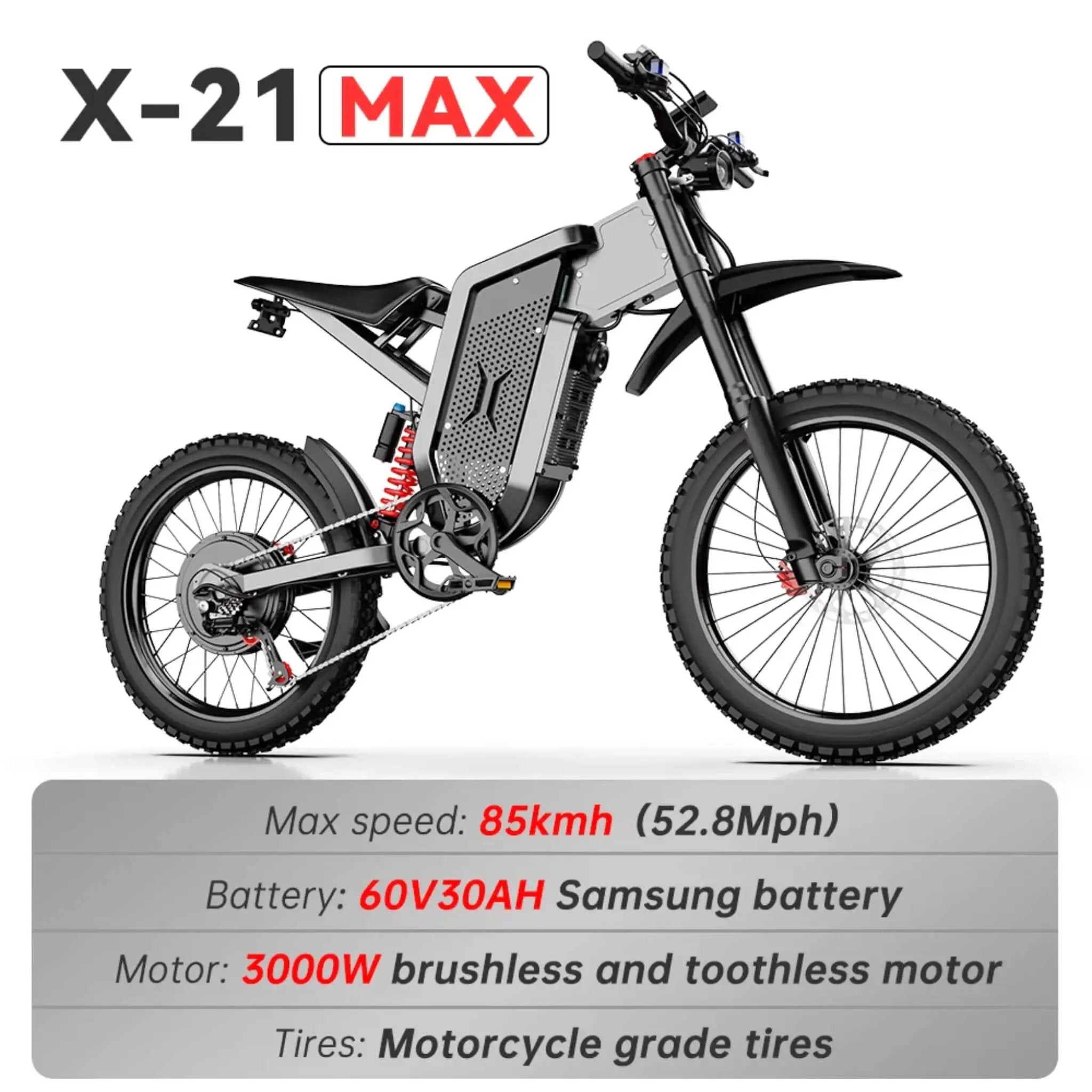 EKX X21 MAX 3000W 60V/30AH Electric Mountain Off-Road Dirt Bike (SAK48016) by SAKSBY WHOLESALE