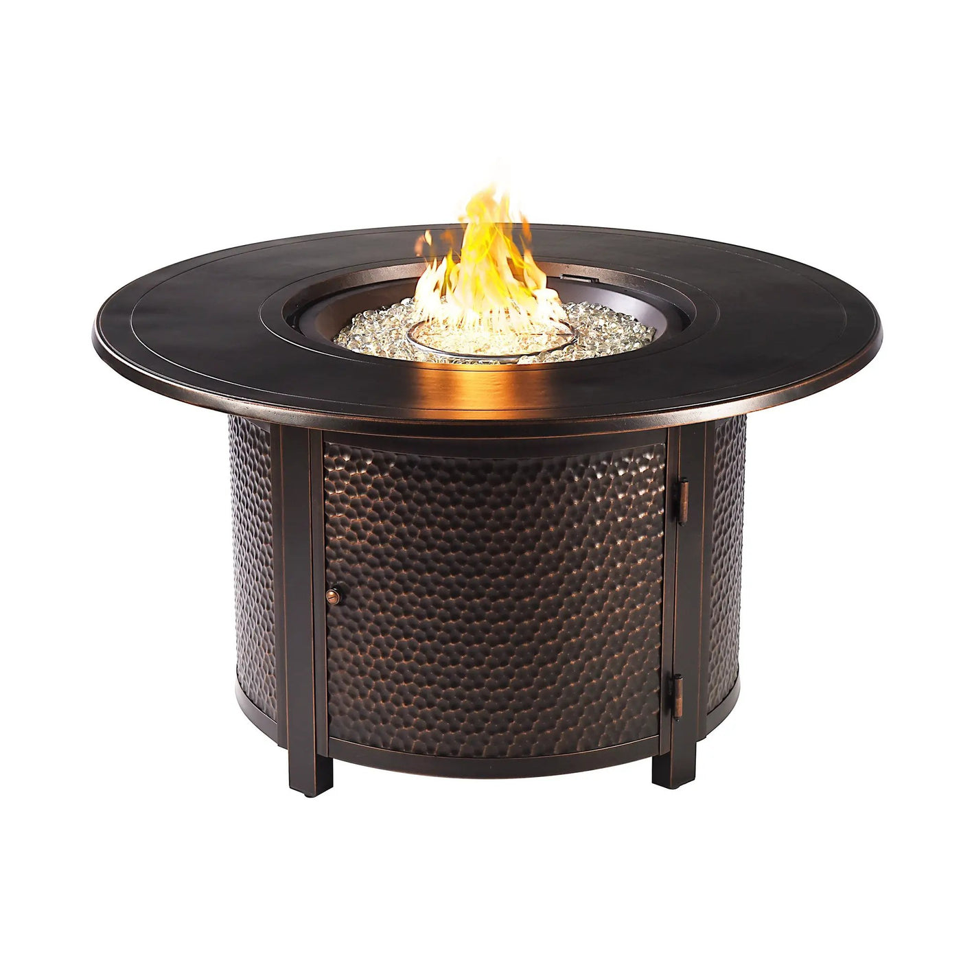 Black Aluminum Fire Table Set with Four Club Chairs by Sharicks