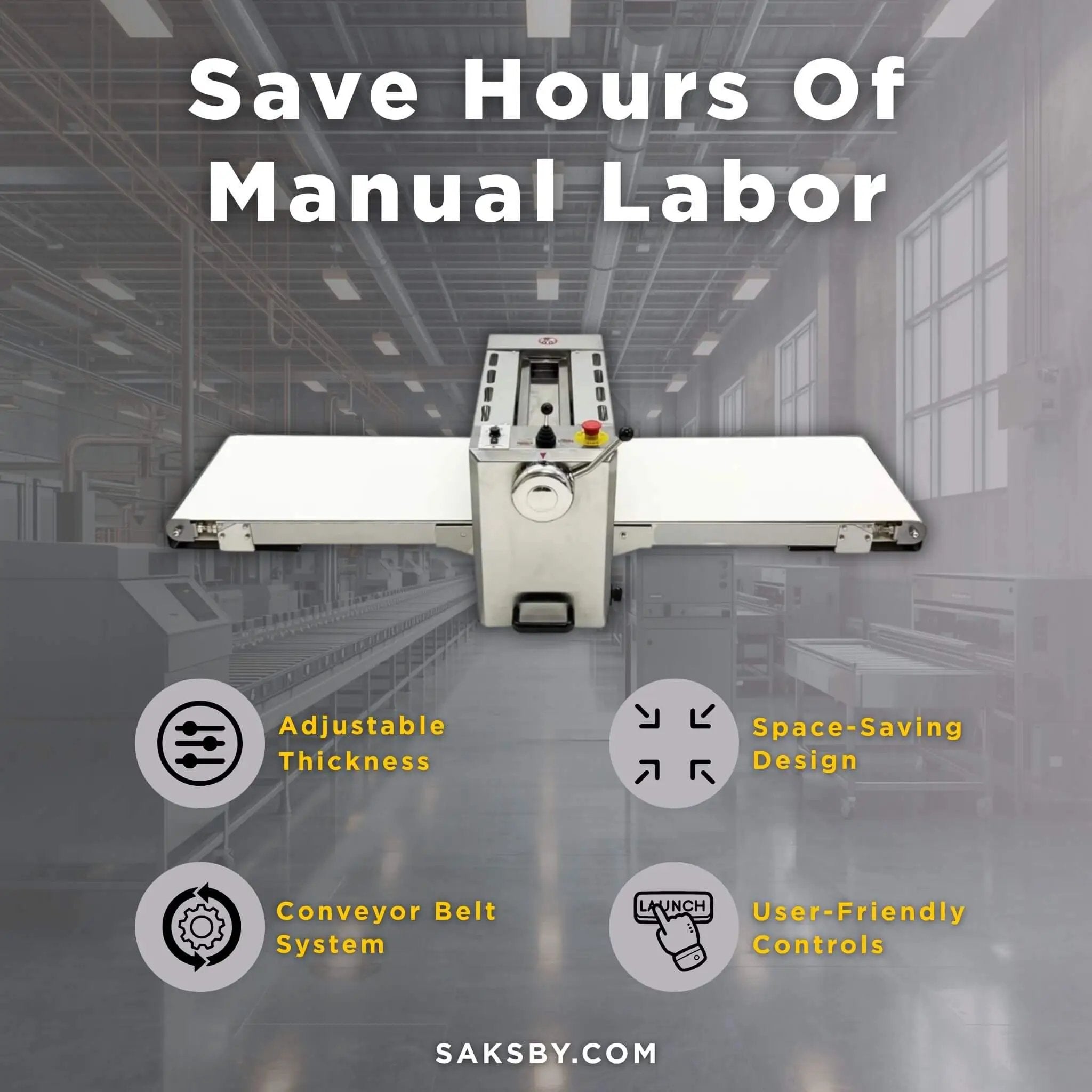 Commercial Electric 110V Foldable Stainless Steel Dough Sheeter (SAK59273) by SAKSBY WHOLESALE
