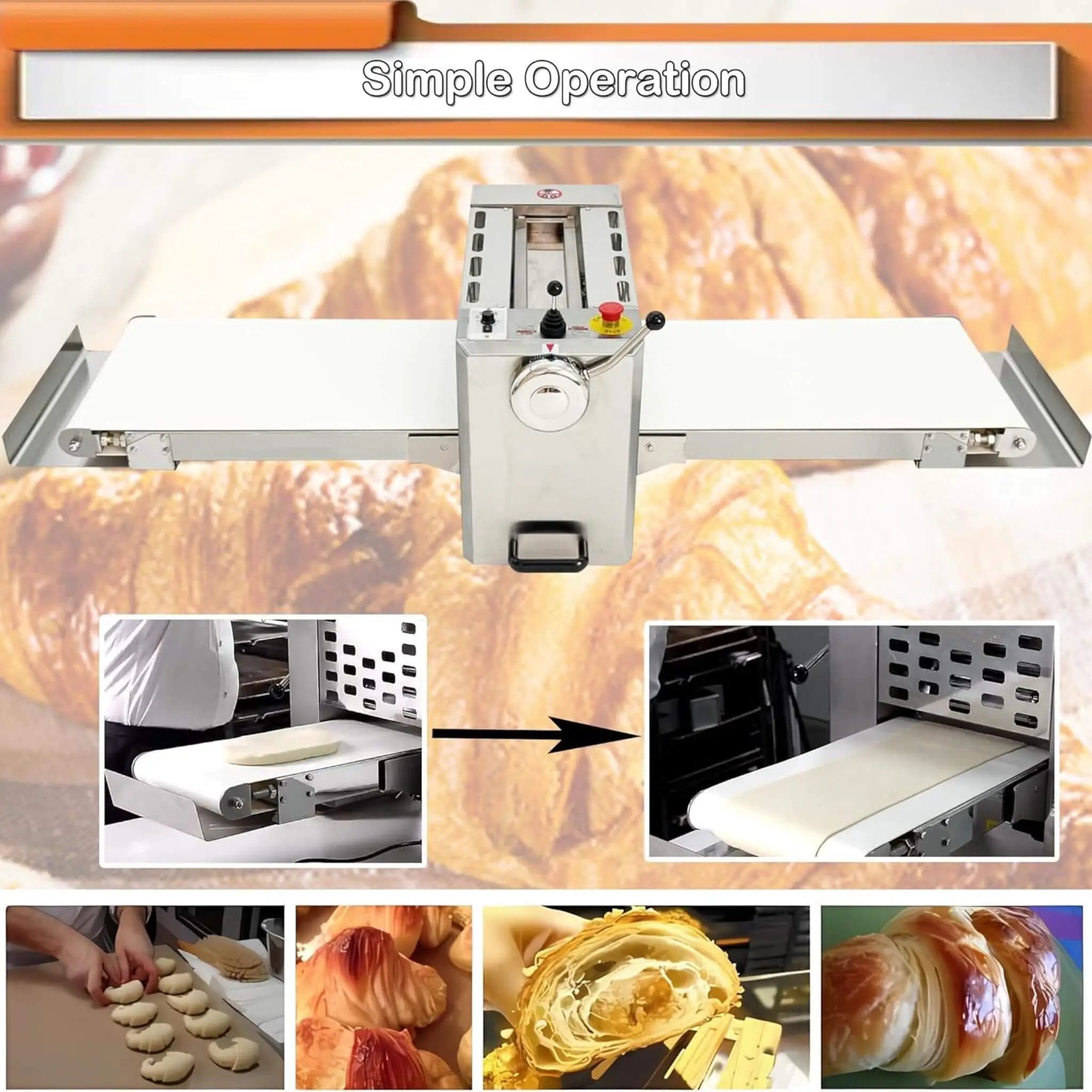 Commercial Electric 110V Foldable Stainless Steel Dough Sheeter (SAK59273) by SAKSBY WHOLESALE