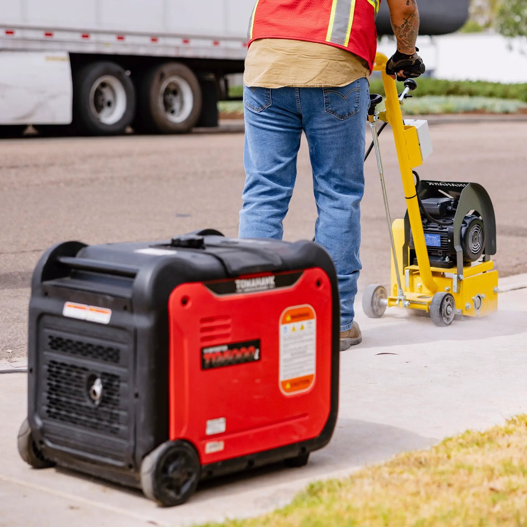 Electric 8” Concrete Scarifier Planer Grinder for Sidewalk Trip Hazard Repair, Traffic Line Removal by Tomahawk Power