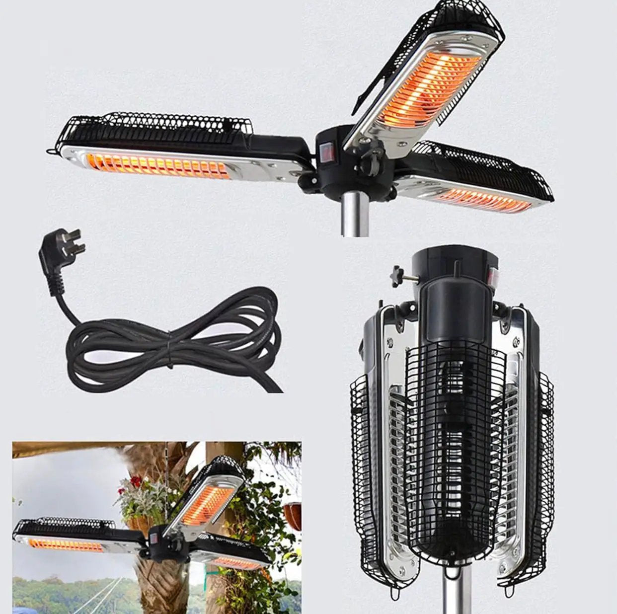 Electric Umbrella Heater Outdoor Heaters for Patio Electric Only Waterproof Infrared for Patio, Commercial and Residential by Outdoor Solar Outlet